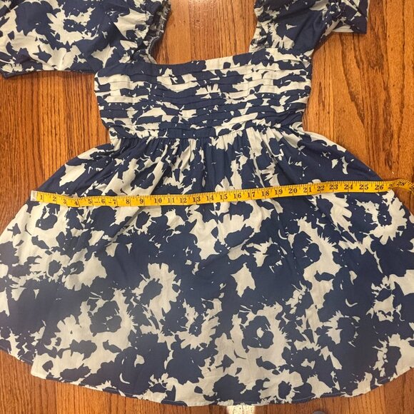A&F Emerson Poplin Puff Sleeve Mini Dress - Navy and White - Size Medium - Picture 8 of 10